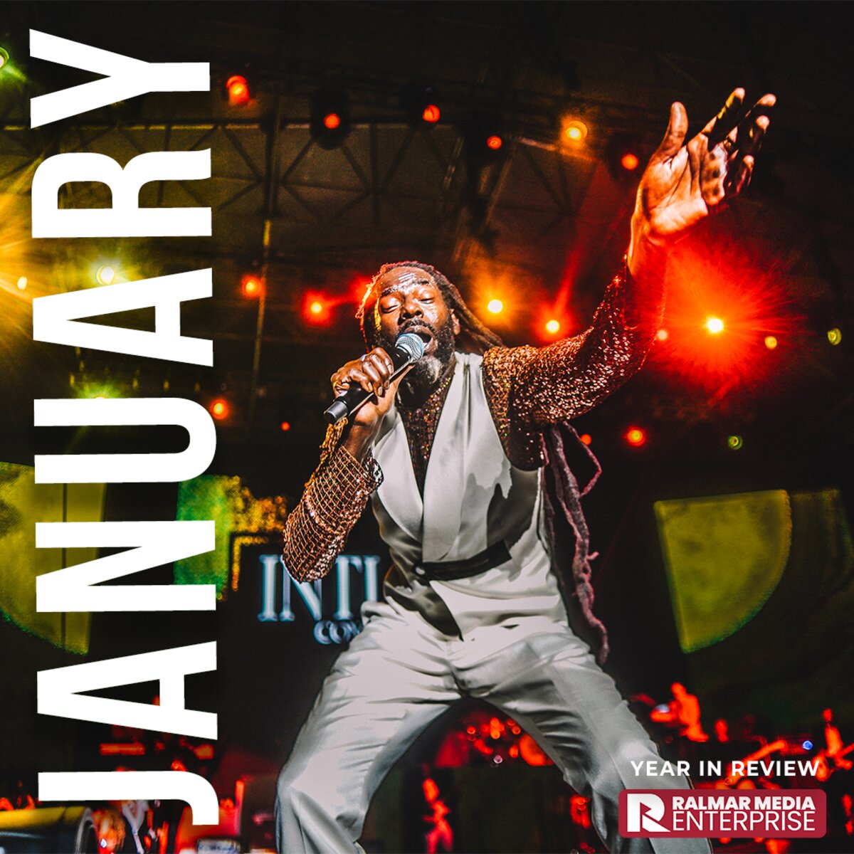 January Year in Review cover — live performance under stage lights