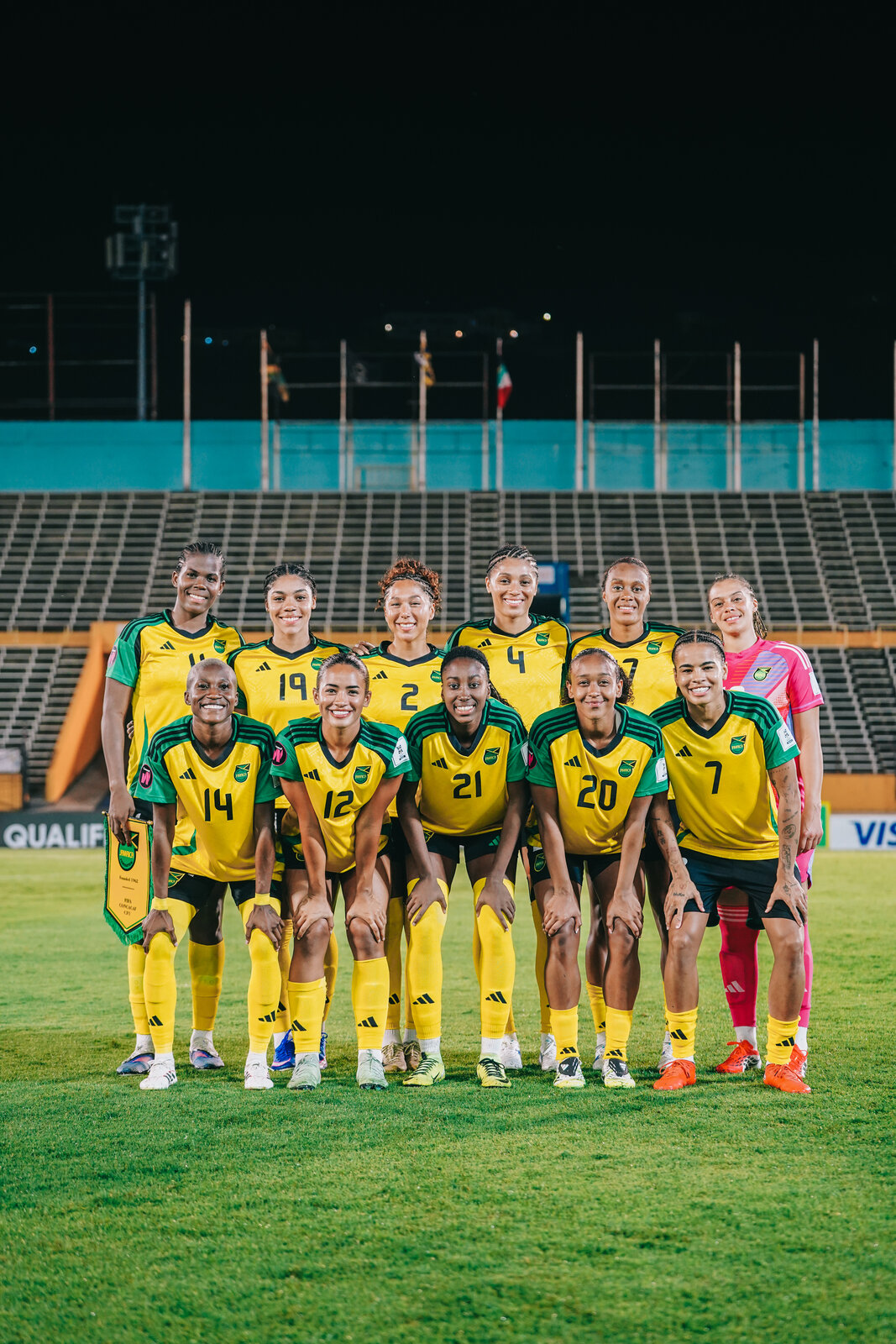 Reggae Girlz line up a defensive wall