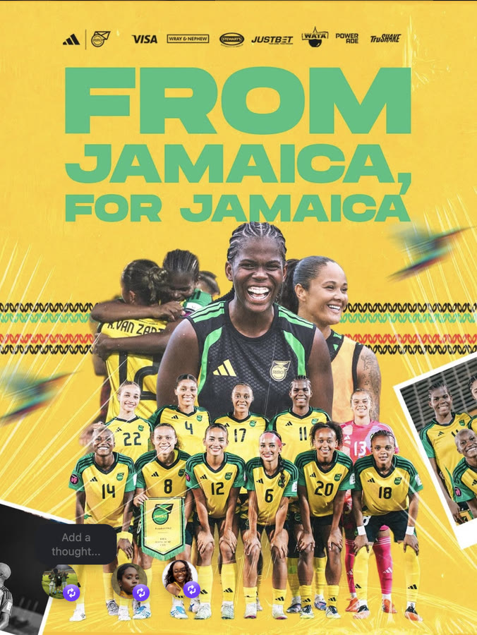 Federation From Jamaica, for Jamaica graphic featuring Bunny Shaw and the squad