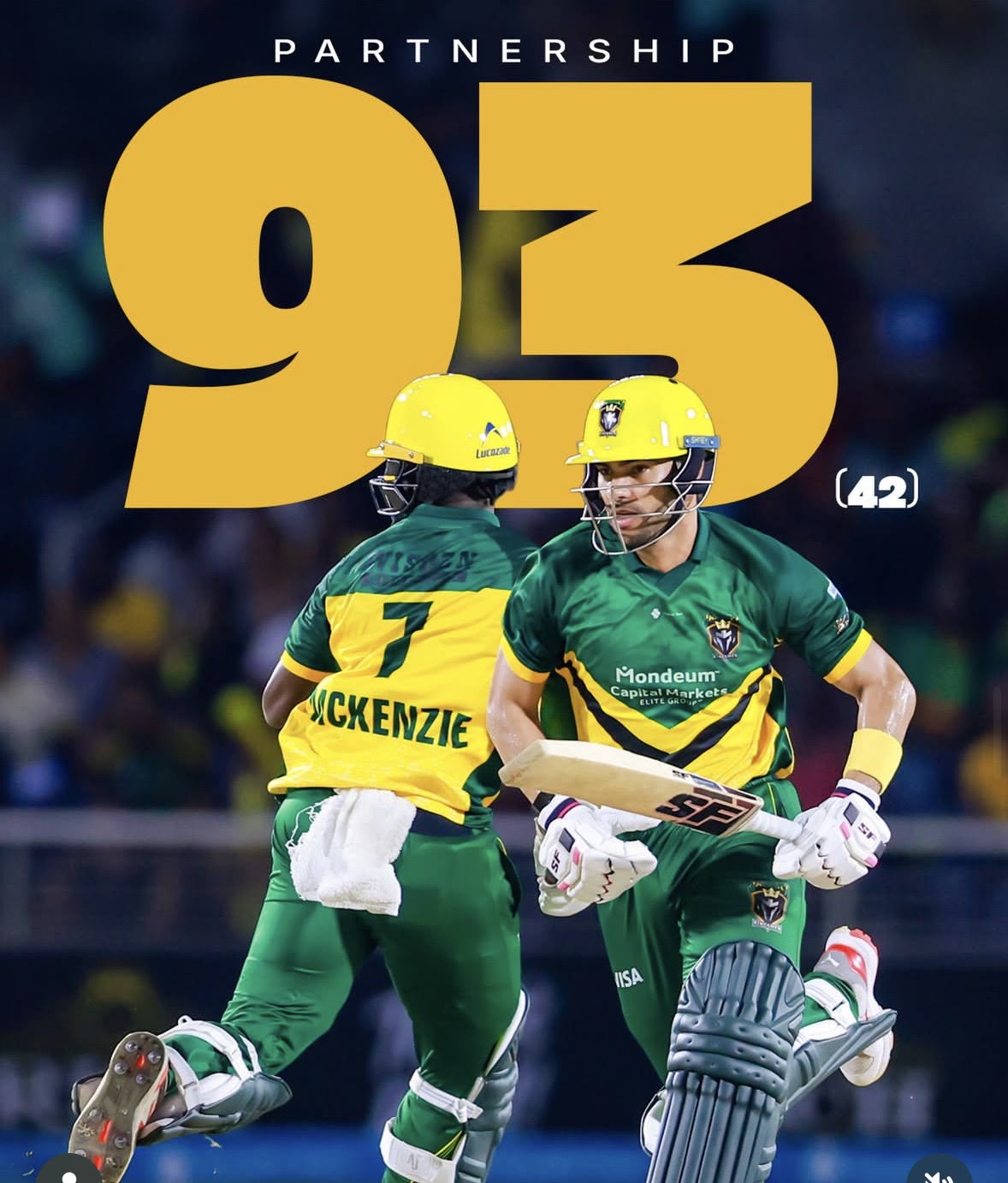 Partnership graphic: 93 runs from 42 balls