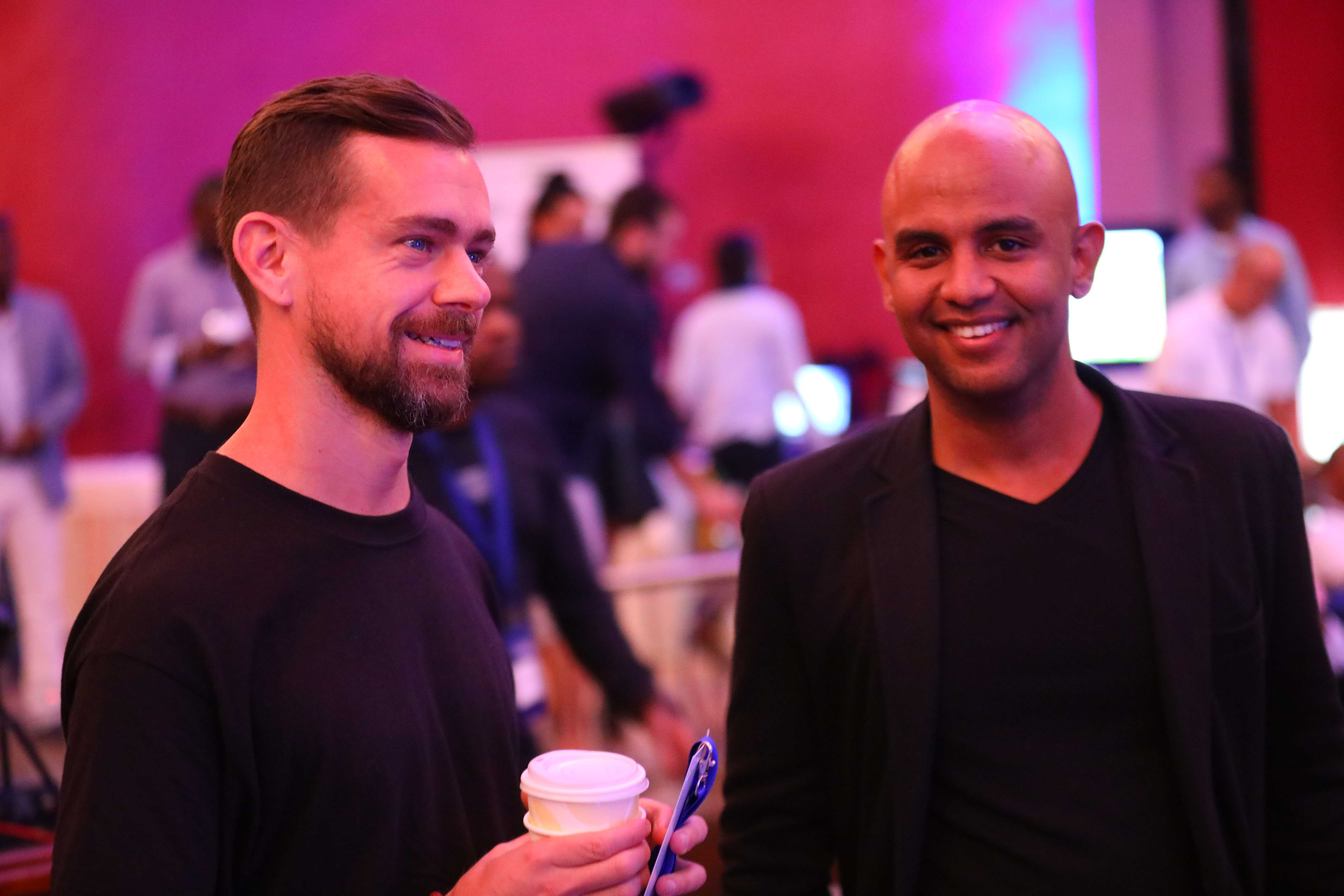 Jack Dorsey with Kirk-Anthony Hamilton at TechBeach Retreat