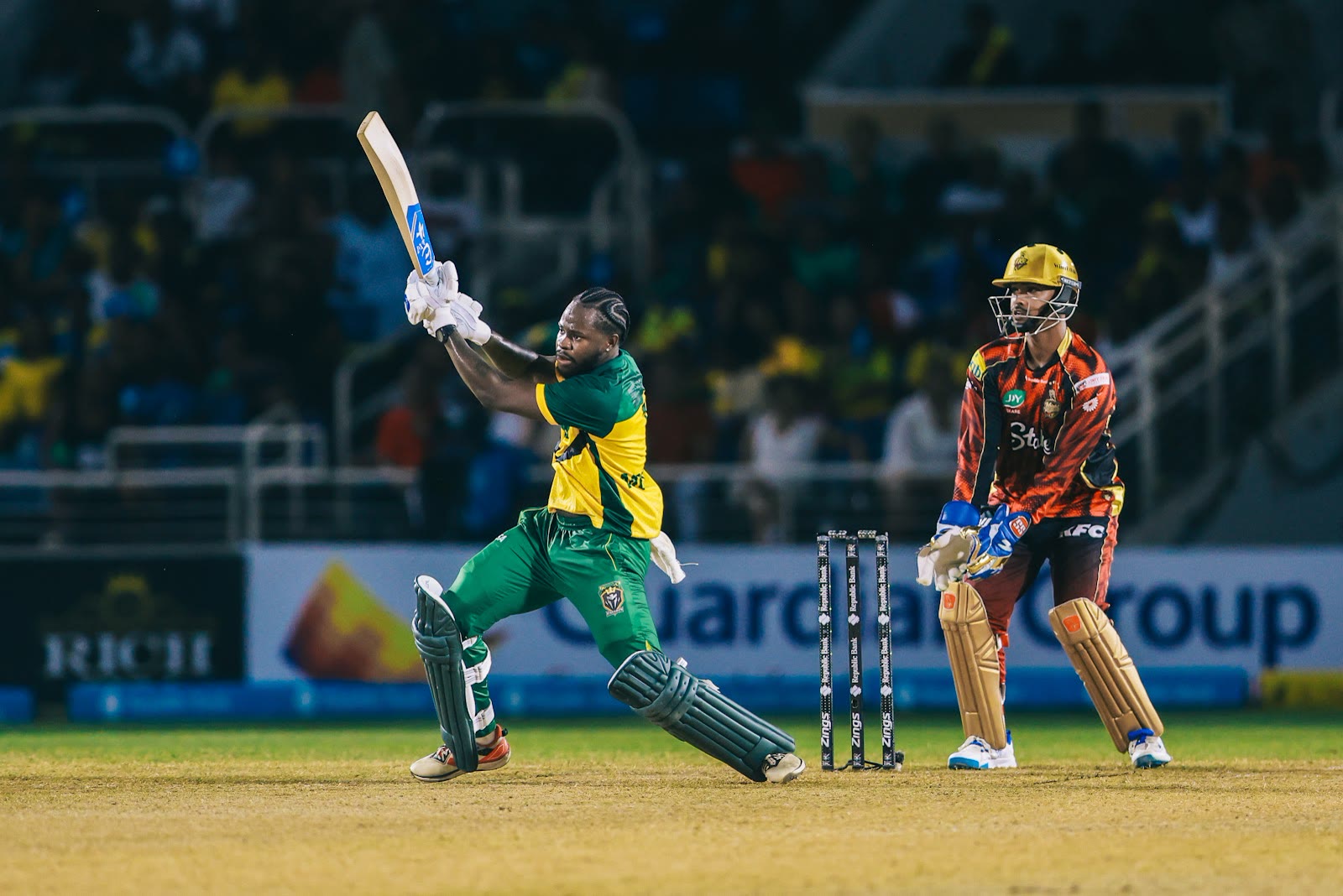 Kirk McKenzie swings for a six during his innings of 69 from 25 balls
