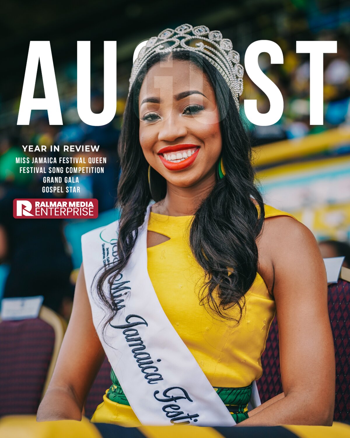 August Year in Review cover — Miss Jamaica Festival Queen