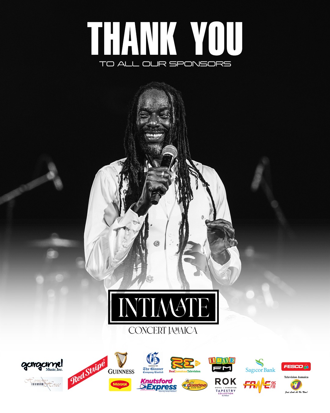 Intimate Concert Jamaica sponsor thank-you creative