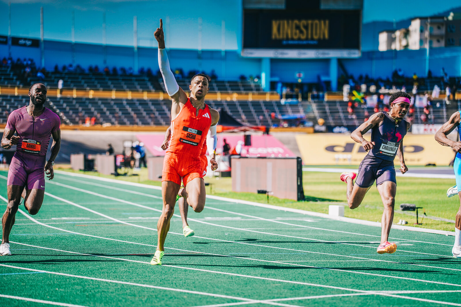 Sprinters drive for the line at Grand Slam Track