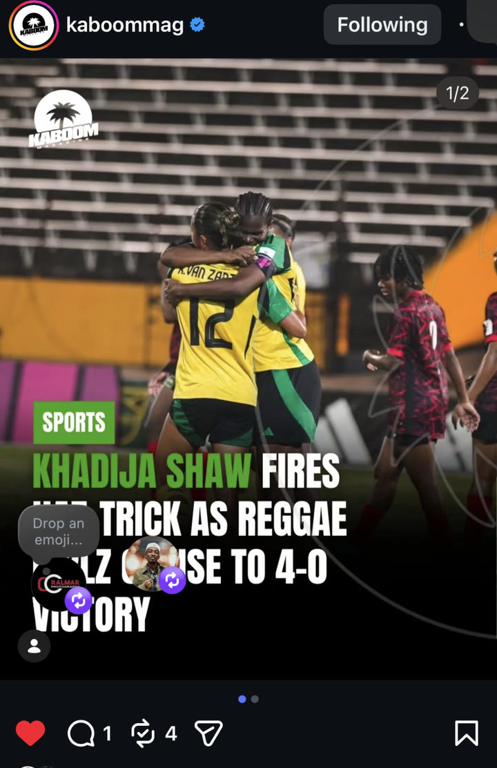 Kaboom Mag post on Bunny Shaw’s hat-trick