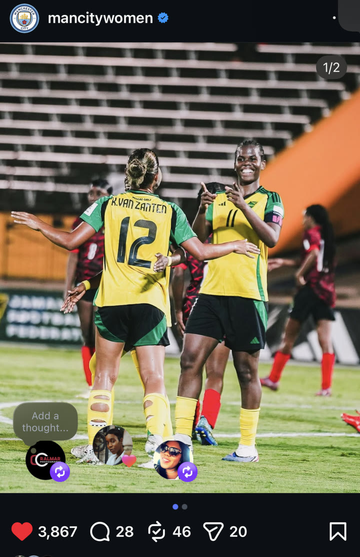 Manchester City Women post on Bunny Shaw’s hat-trick against Antigua & Barbuda