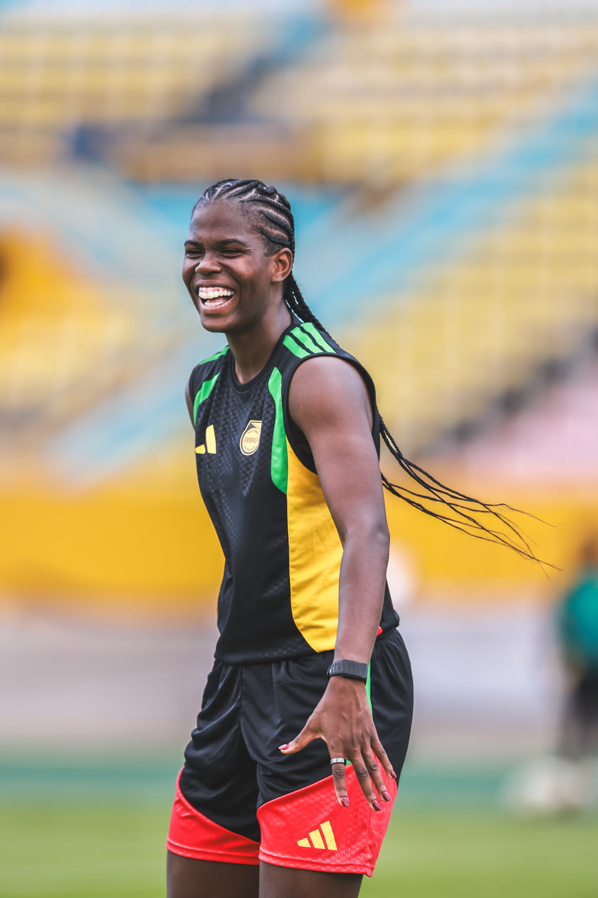 Bunny Shaw laughs at training on 17 April