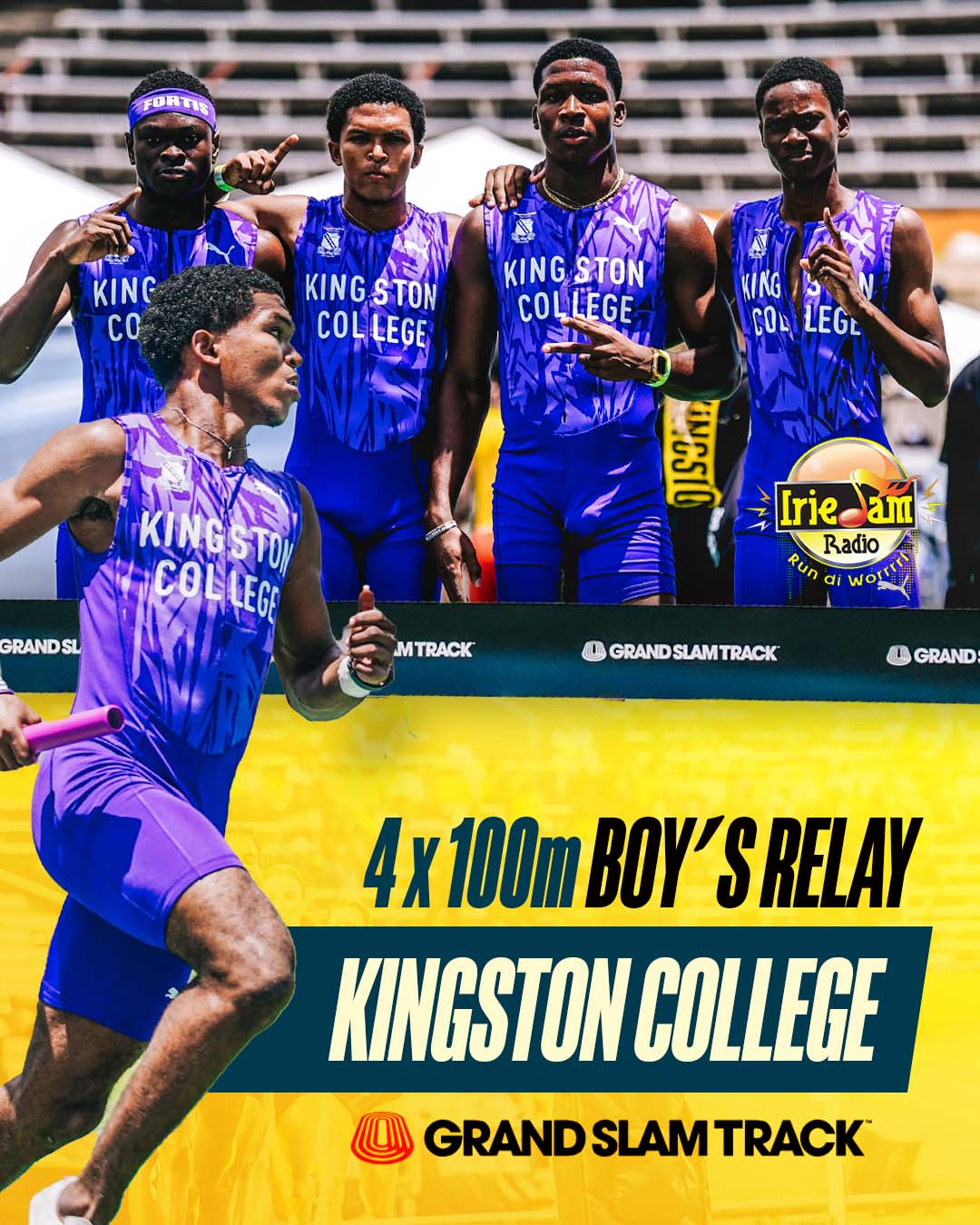 Grand Slam Track graphic — Kingston College 4x100m boys relay