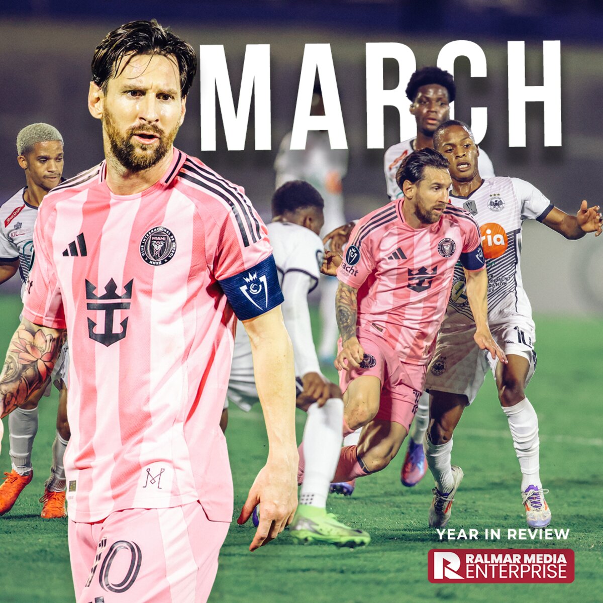 March Year in Review cover — Lionel Messi with Inter Miami in Jamaica
