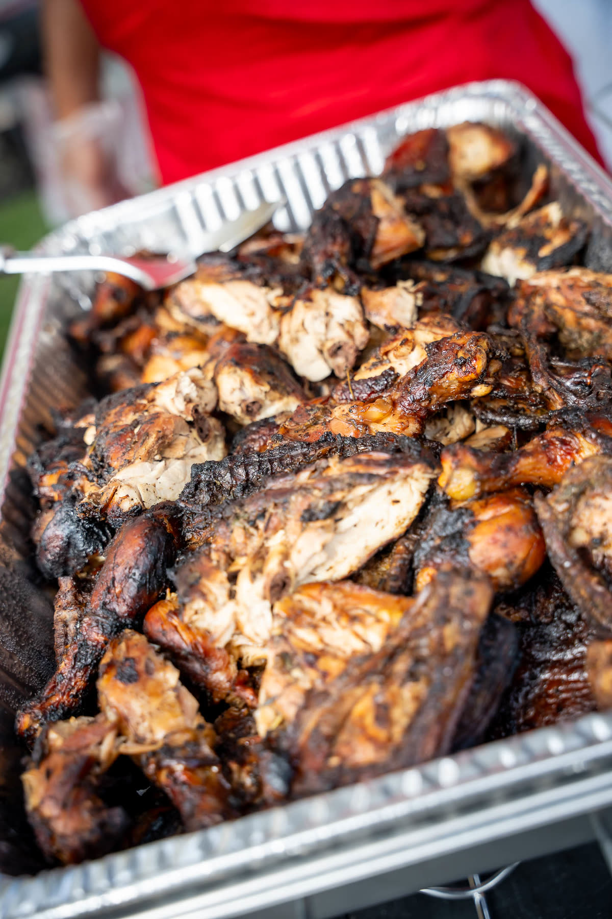 Jerk chicken straight out of the pan