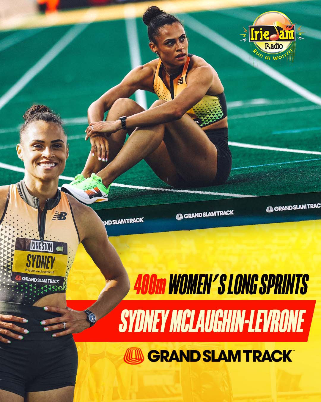 Designed athlete graphic — Sydney McLaughlin-Levrone, 400m women's long sprints