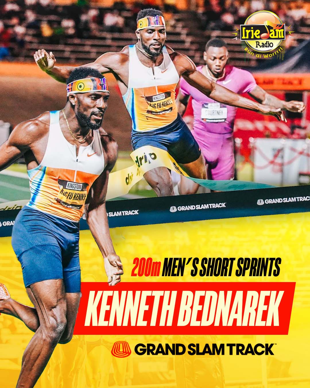 Grand Slam Track athlete graphic — Kenneth Bednarek, 200m men's short sprints