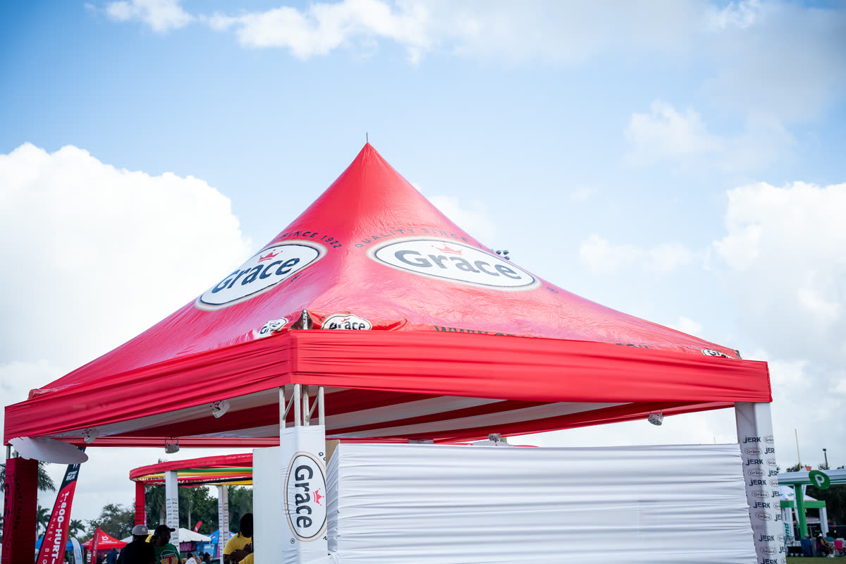 Plates at the Grace Foods tent