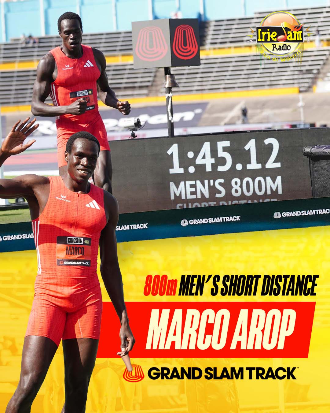 Grand Slam Track athlete graphic — Marco Arop, 800m men's short distance