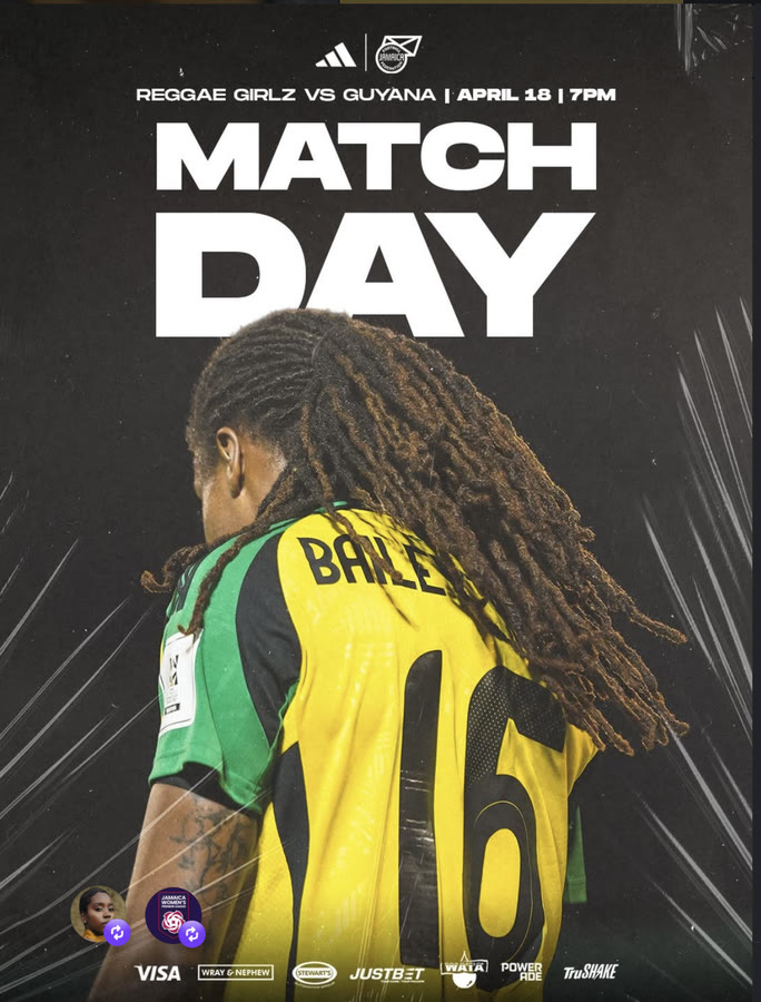 Federation matchday graphic for Jamaica against Guyana featuring number 16