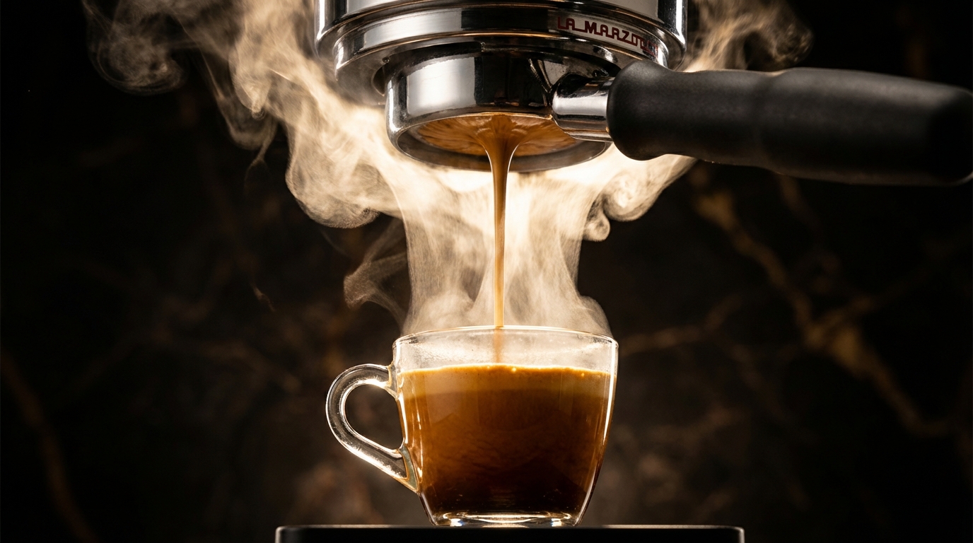 Premium espresso being poured