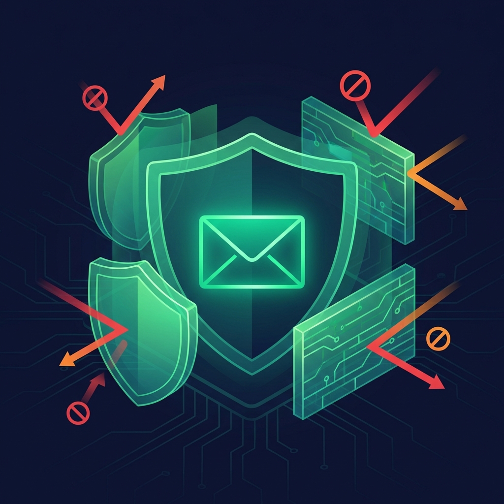 Email Security - Protected envelope with shields